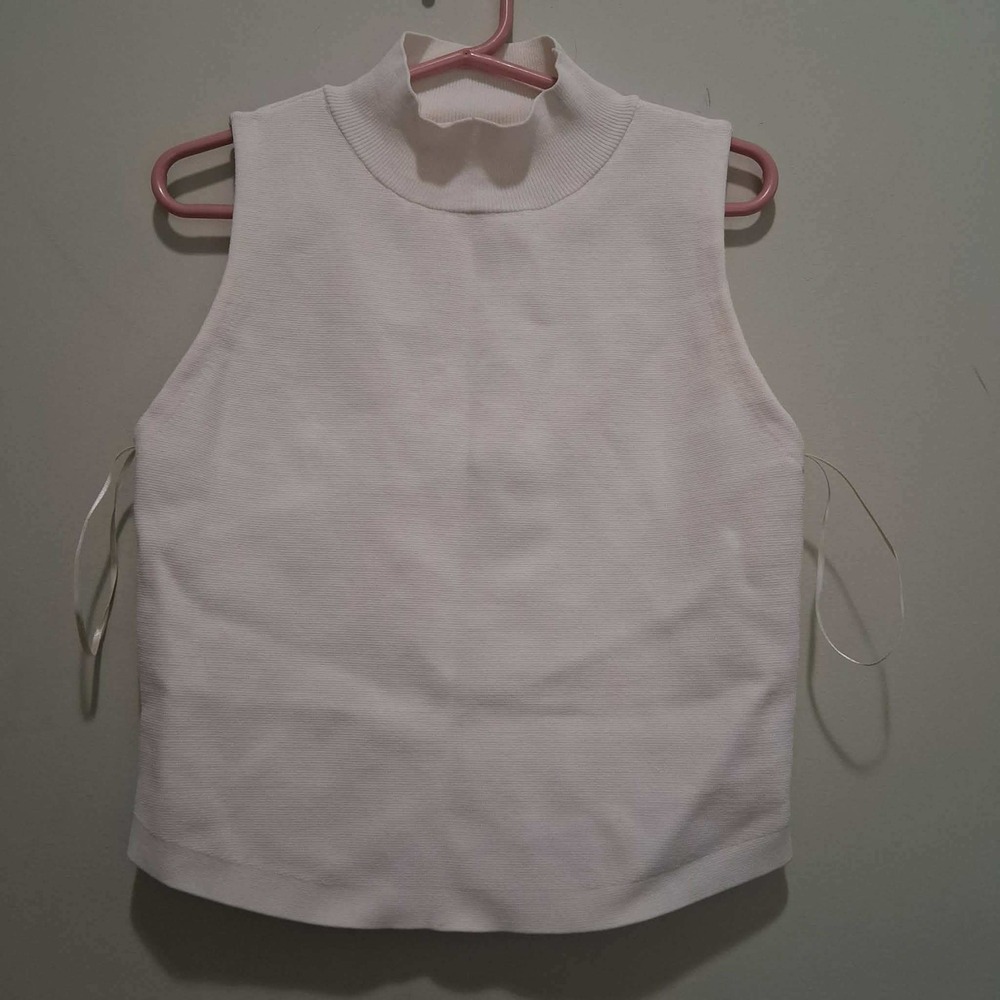 House of Harlow 1960 Mock Neck Sleeveless Knit Top S Cloud Dancer White HH10120
